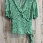 Old Navy * Green Floral Ruffle Wrap Top Women's Size L Feminine Lightweight Photo 0