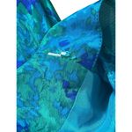 VTG Silk Studio 100% Silk Blue Green Floral Draped Vneck Wrap Front 80s Dress 12 Photo 5