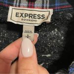 EXPRESS  Boyfriend Sequin Blue Plaid Button Down Flannel Size Small Photo 4