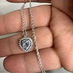 Pandora  sparkling heart halo pendant necklace sterling silver women’s luxury‎ Photo 4