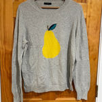 J.Crew  Gray Pear Intarsia Sweater Novelty Fruit Knit Rabbit Hair Blend Photo 0