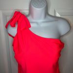 Unique Vintage Bright Coral One Shoulder One Piece Swimsuit Bow Tie XXL NWT Photo 4