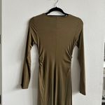 OGL Light Thermal Tencel Asymmetrical Midi Dress Olive Berry Size Medium Green Photo 3