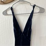 Neon Blonde Navy Blue Velvet Velour Maxi Criss Cross Open Back Dress Small Photo 7