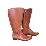 Naturalizer Brown Leather Knee High Boots Buckle Side Zip Riding 10M Wide Photo 0