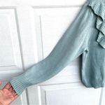 LC Lauren Conrad Womens Sweater Cardigan Sage Green Ruffle Cotton Blend XXL Photo 5