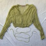 Revolve Hansen & Gretel Ithica Sheer Gold Detail Crop Top in Citron Green - Size Small Photo 15