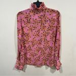 Alexis EUC  long sleeve floral size Large blouse women’s ruffled high neck cuff Photo 7