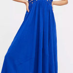 Free People  Elaina Maxi Dress Cobalt Blue Lace Boho XS Photo 0