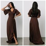 Baltic Born  Vara Espresso Satin Maxi Wrap Dress Photo 1