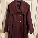 Liz Claiborne  NEW pleated single-breasted wool dress pockets red wine coat Photo 0