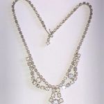Vintage Silver Tone Classic CZ Rhinestones Formal Necklace Photo 1