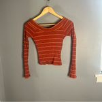Urban Outfitters UO silence + noise burnt orange stripe off shoulder ribbed top Photo 1