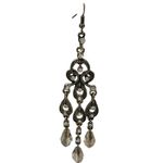 Vintage Marcasite Chandelier Dangle Earrings Rhinestone Statement drop Earrings Gray Photo 4