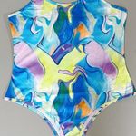 Blue Watercolor Marble Swirl Tank Top Bodysuit Onesie Shirt Blouse Size S 🧿✨ Photo 0