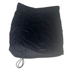 Free People Black Velvet Ruched Drawstring Mini Skirt Size 4 Photo 1