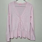Lilly Pulitzer ‎ Clarissa Sweater Cool Max Cardigan Pale Pink Pearl Ruffle Small Photo 0