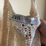 ZARA  Boho‎ Women's Ivory V-Neck Crochet Knit Sweater Tank Top Ties Size Small Photo 6