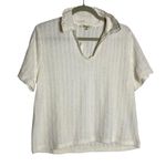 Madewell NWT  Vintage Ivory Crochet-Knit V-Neck Sweater Tee Shirt Size Large Photo 3
