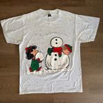 Tultex Vintage Peanuts Charlie Brown Holiday Building Snowman T-Shirt Size Large Photo 1