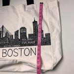 Travel In Style Reusable Boston Theme Black Strap Canvas Tote Bag NWT White Photo 4
