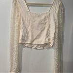 Wild Fable Ivory Lace Bustier Top Long Sleeve Smocked Back, Size M Coquette Photo 3