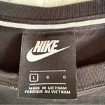 Nike  Womens Sportswear Metallic Allover Logo Cropped Tee Sz Large Black Gold Photo 3