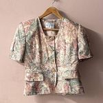Amanda Smith Vintage Petites Floral Printed Short Sleeve Blazer Size 8 EUC Photo 0