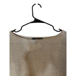 Mango Gold Metallic Long Sleeve Boat Neck Cotton Blend Blouse Women Sz S Photo 3