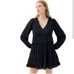 Urban Outfitters Black Long Sleeve V neck Swiss dot Dress Size small NEW Photo 13