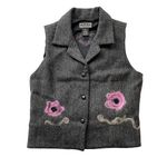 Gap Wool Vest Gray Pink Medium Herringbone Classic Tailored Y2K Vintage Abstract Photo 0