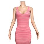 STAUD  Dana Ribbed Knit Midi Dress, Coral Pink/White, Small Photo 9