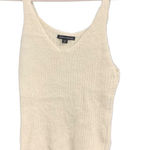 Boston Proper  Women’s Size Medium White Furry Long V‎ Neck Ribbed Tank Top Photo 0