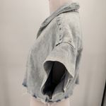 BLANK NYC Bleach Washed Button Up Crop Shirt Size Small Photo 3
