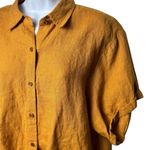 Skylar + Madison  Mustard 100% Linen Tie Front Button up Lagenlook Coastal L Photo 3