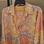 ZARA ππ Printed Satin Effect Shirt ~ Pink Multi-Color Paisley Print Medium Photo 12
