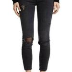 Free People Black Washed Fishnet Distressed Skinny Jeans 27 Photo 1