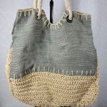 Sun n Sand Woven Tote 18"x17" Large Gray Tan Beach Pool Shoulder Bag Summer Gray Photo 13