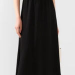Theory Black Midi Ribbed Waistline Silk Dress Photo 0