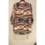 Cato Boho Tribal Southwestern Kimono Cardigan Fringe Hem Large Photo 1