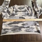 Aerie  Gray Camo Cropped Crewneck Raw Hem Sweatshirt Size Medium Photo 2