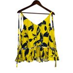 Jason Wu RTR Floral Sleeveless RuffleV Neck Top Tie Straps 10 Yellow Navy Blue Photo 13