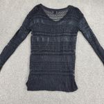 Rock & Republic Womens Sweater Small Black Open Knit Crochet V-neck Long Sleeve Photo 5