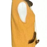 Vintage 90s Mustard 100% Boiled Wool Brown Faux Fur Collar Vest. Size Medium EUC Yellow Photo 3