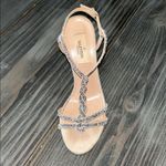 Valentino Nude Sandals with Glittering Black Straps Size 36 GUC straight legged Tan Photo 3