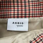 Akris Punto Beige Red Green Plaid Skirt Above knee Size 10 Pleats Designer NWOT Photo 4