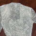 Vintage MSK White Blazer with Elegant Lace Detailing Photo 11