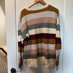 Madewell  Crewneck Knit MulticolorStripe Sweater Oversize Neutral Casual Pocket L Photo 3