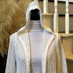J.Jill Romantic Boho White Cotton Linen Blend Knit Cardigan Size Small Photo 2