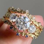 Golden Tone Ring with Diamond Inlaid Size 7 Gold Photo 0